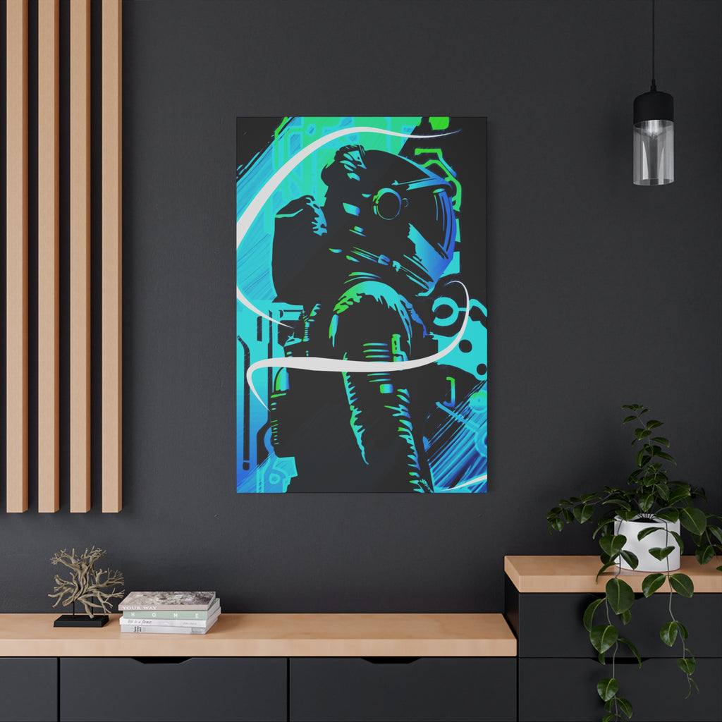 Grunge Paint Blast Canvas Wall Art - Abstract Graffiti Astronaut Decor