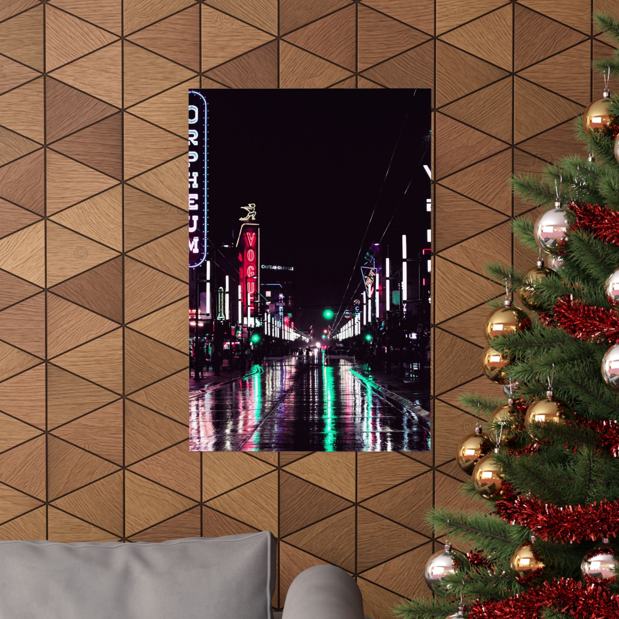 Cyberpunk Slick Street Poster - Neon Alley Art Print