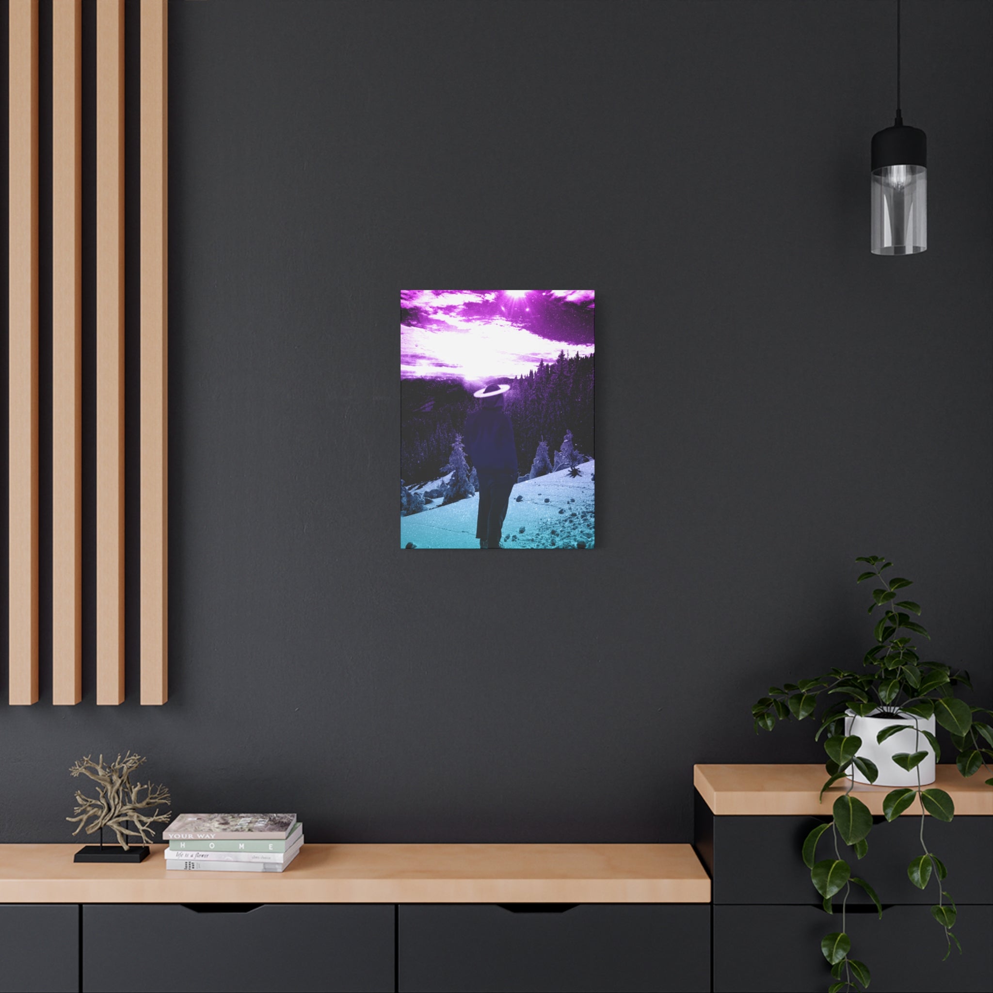 Winter Aurora Light Snowy Forest Canvas Art | Northern Lights Arctic Landscape Wall Decor