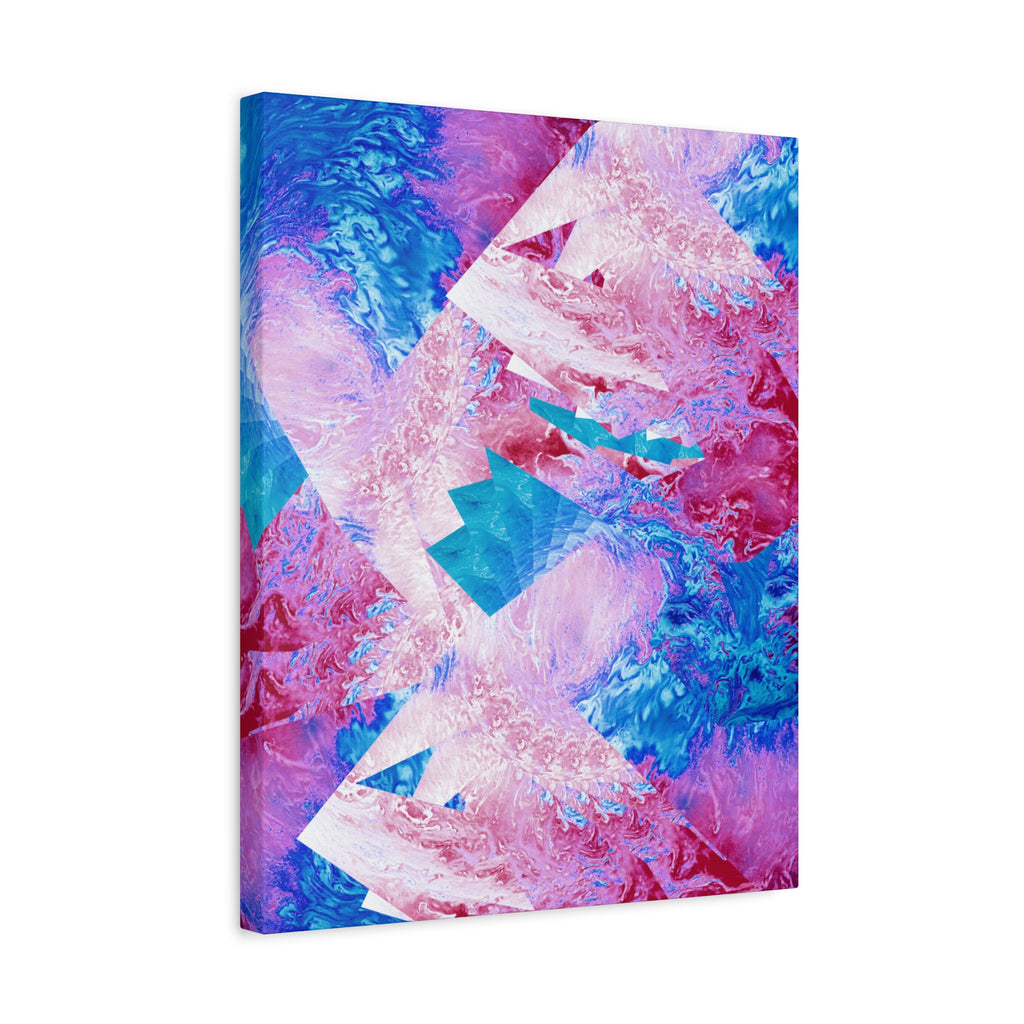 Trippy Pink and Blue Fractal Canvas Art | Surreal Abstract Sacred Geometry Wall Decor