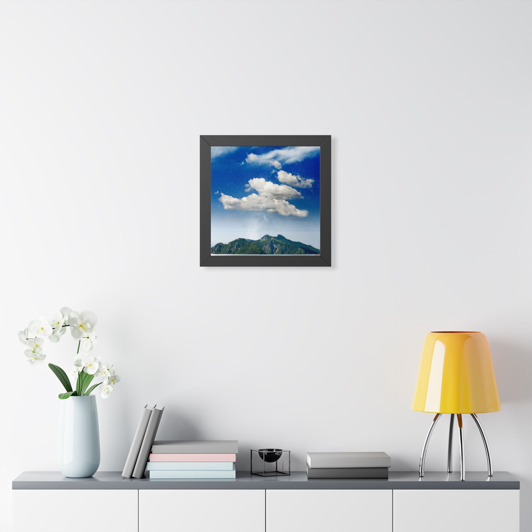 Star-Filled Shoreline Framed Vertical Poster - Stunning Ocean View Art for Home & Office Décor