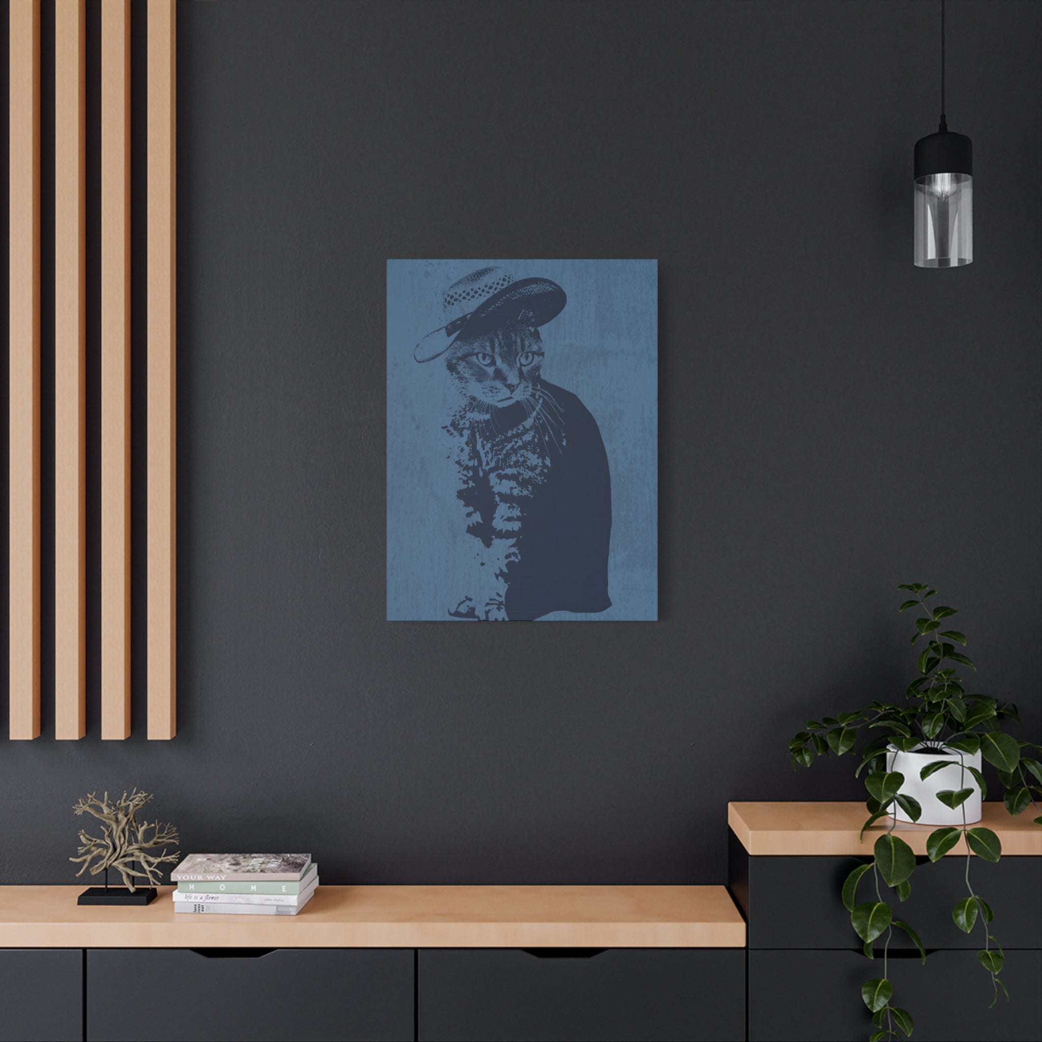 Grey Tabby Cat Canvas Wall Art - Cute Pet Portrait Decor