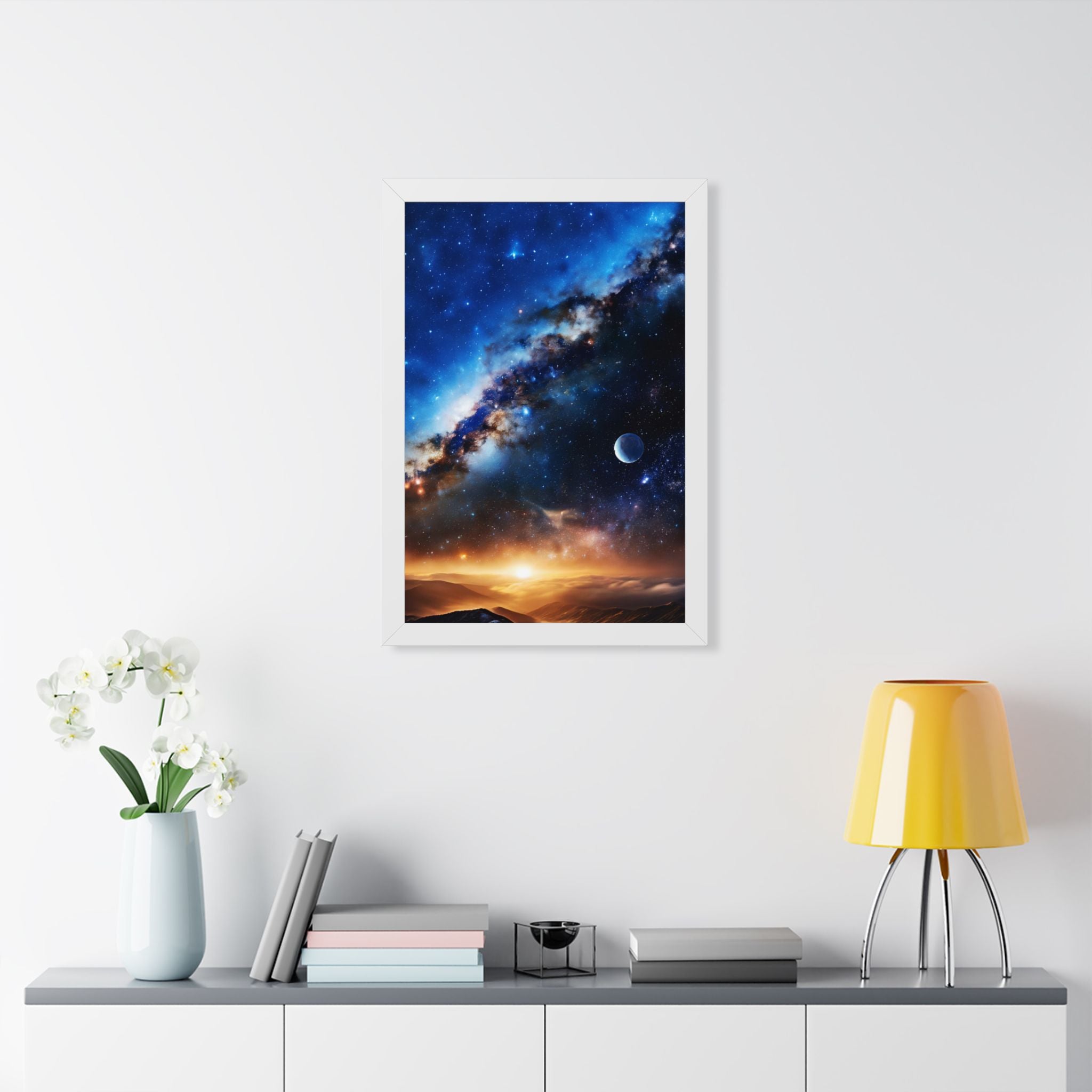 Space Sunrise Framed Poster - Cosmic Galaxy Sunrise Wall Art