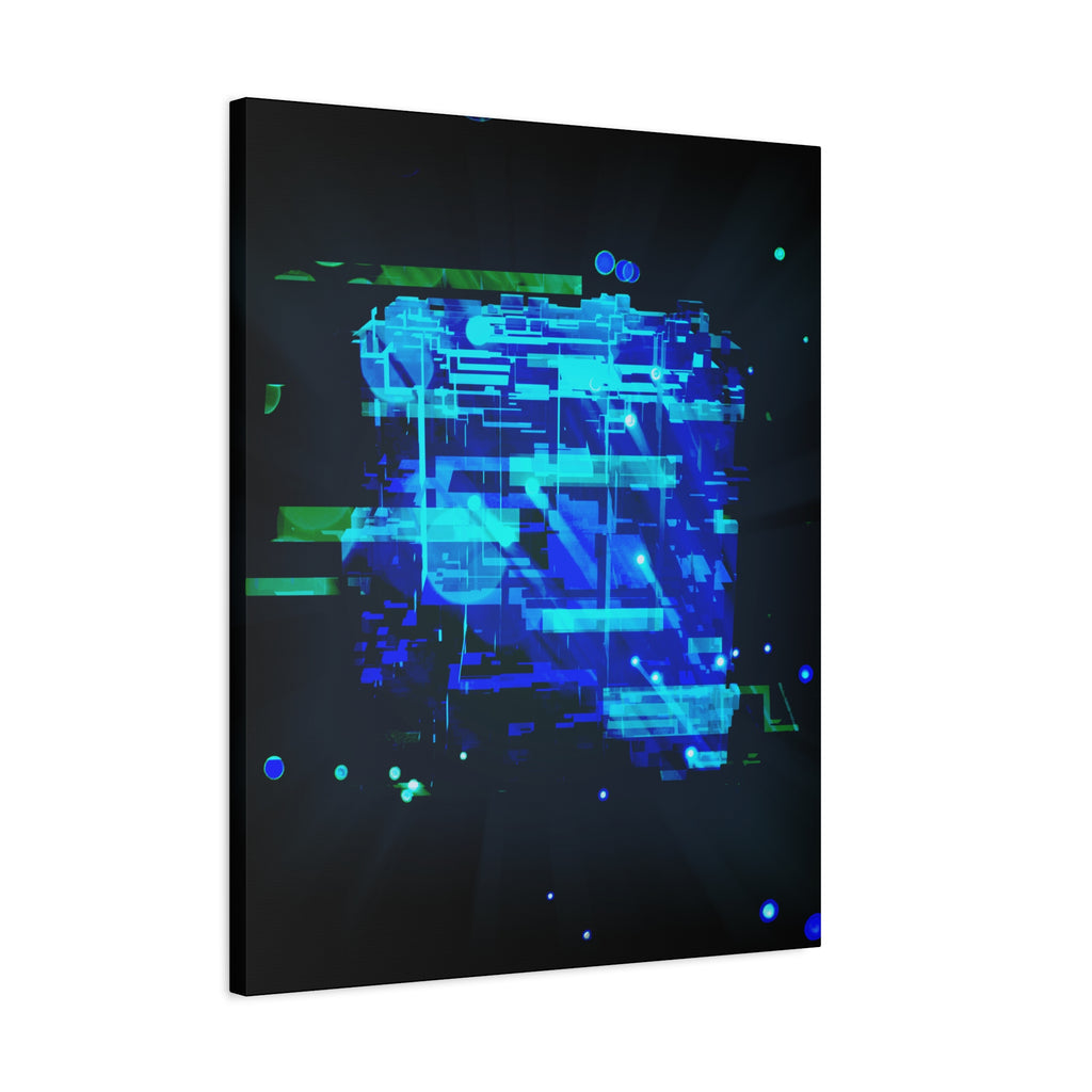 The Data Cube Sci-Fi Cyberpunk Canvas Art | Abstract Tech Futuristic Digital Wall Decor