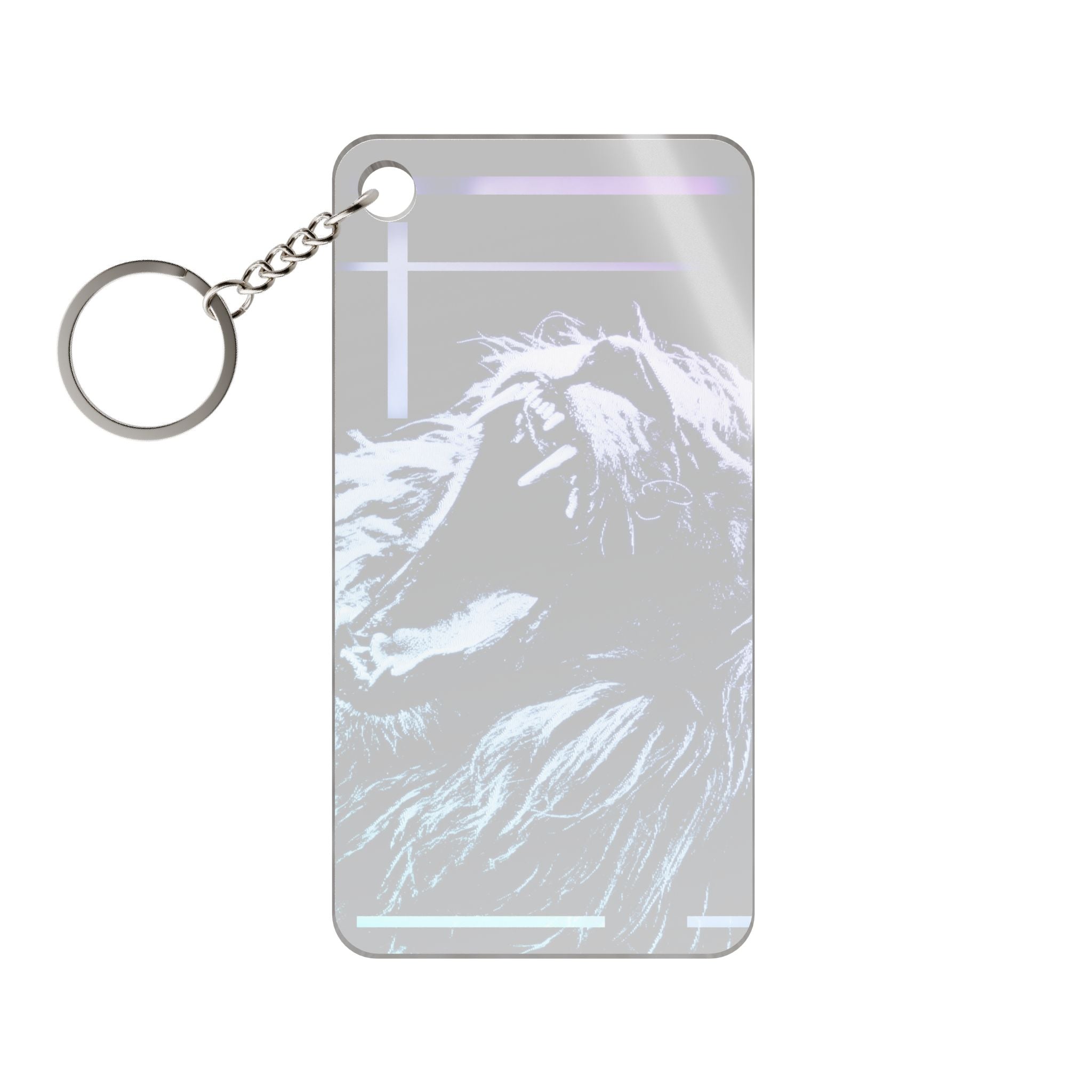CRT Lion Retro Wave Keychain - Synthwave Acrylic Charm