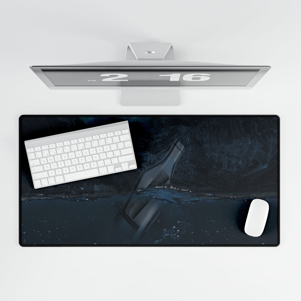 Unknown Message In A Bottle Lost Ocean Mystery Desk Mat Mousepad