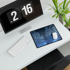 City Lights Desk Mat - Neon Night Skyline Mouse Pad