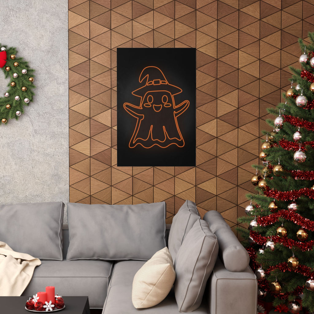 Cute Ghost Halloween Poster Print - Friendly Spooky Art