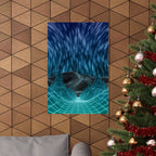 Cyber Wave Escape Poster Print - Synthwave Neon Grid Art