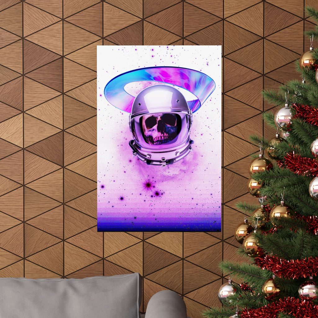 Astronaut Skeleton Skull Poster Print - Neon Space Skull Art