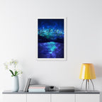 Cosmic Frosted City Skyline Poster - Galactic Winter Cityscape