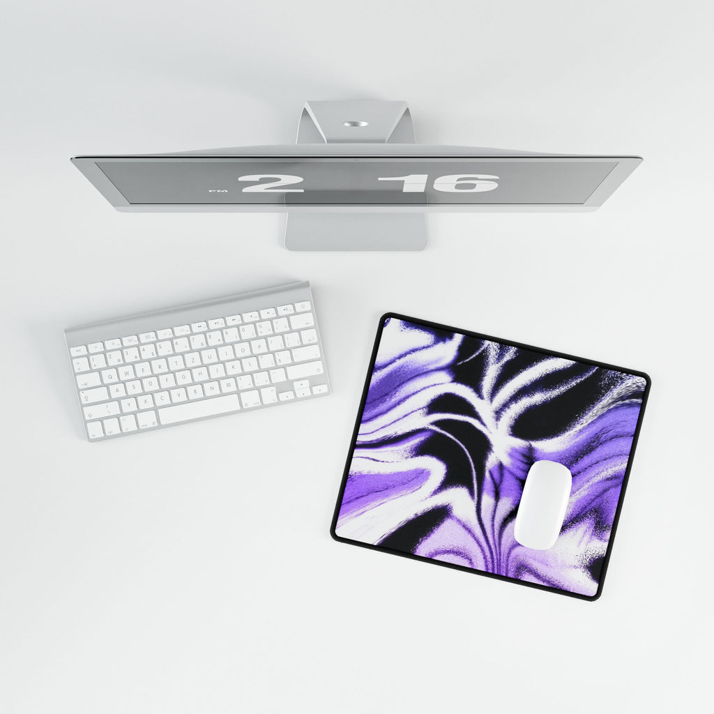 Purple Night Desk Mat - Swirling Black Abstract Mouse Pad