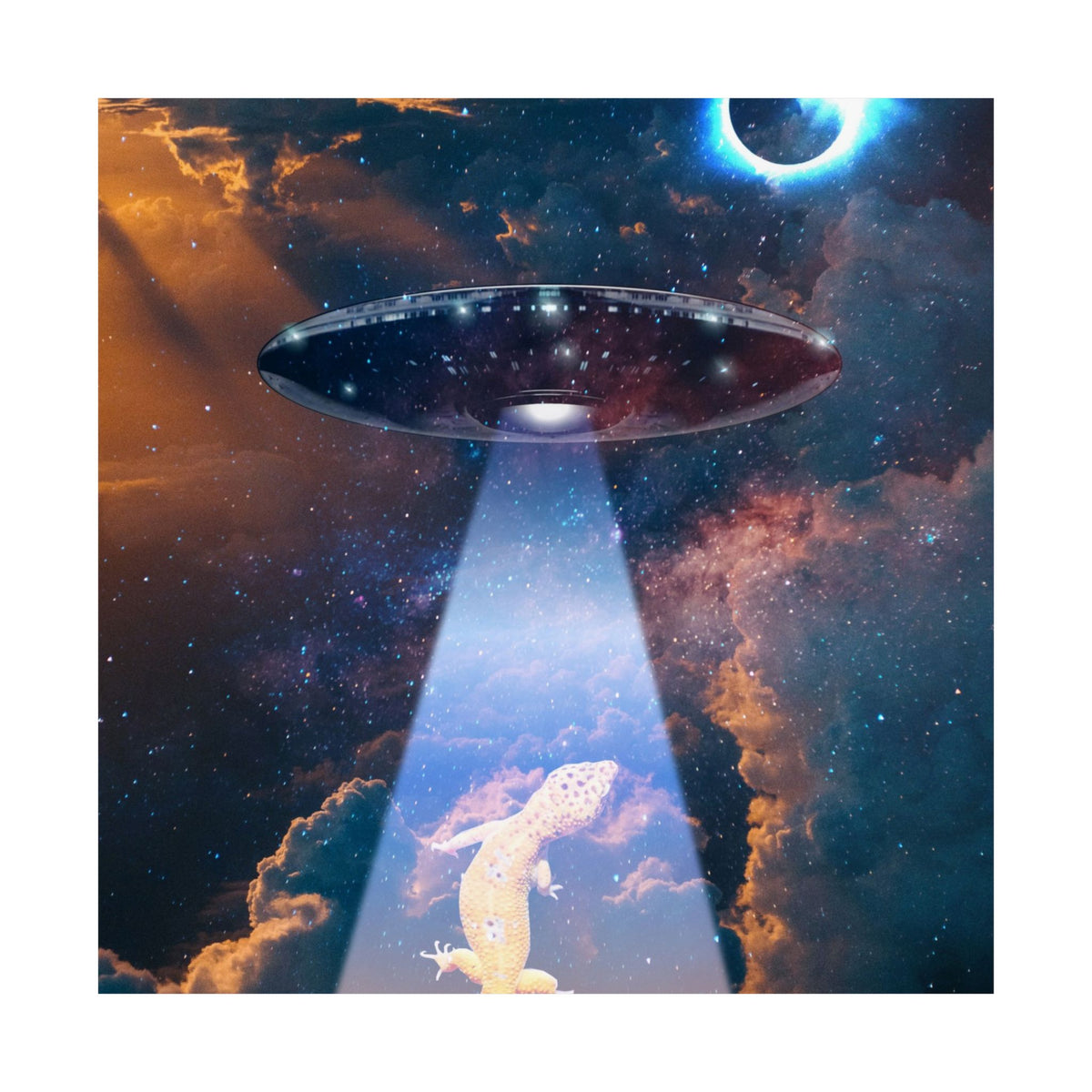 Space Lizards Poster - Lizard Ufo Art Print