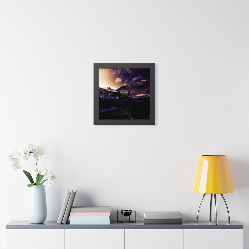 Baby Winged Dragon Poster - Mystic Mountain Lake Fantasy Art