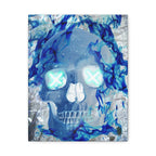 Blue Flame Skull Canvas Wall Art - Gothic Dark Fantasy Decor