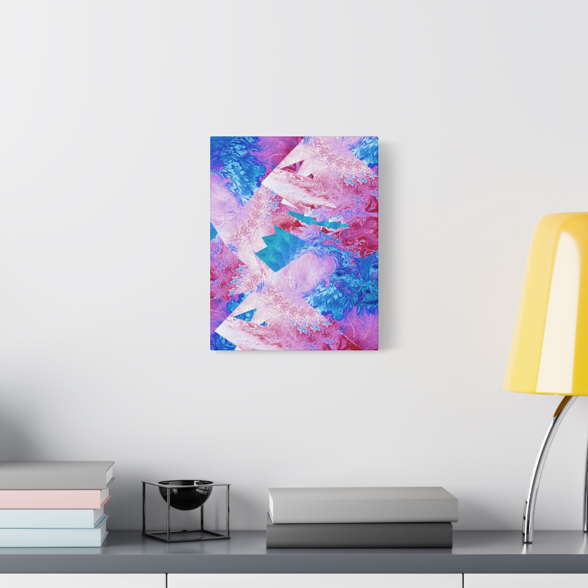 Trippy Pink and Blue Fractal Canvas Art | Surreal Abstract Sacred Geometry Wall Decor