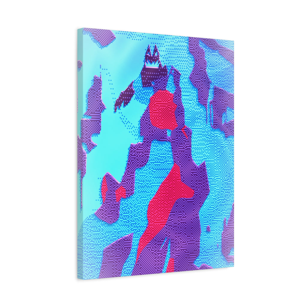 Retro Ice Cave Canvas Wall Art - Cool-Toned Glitch Winter Decor