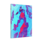 Retro Ice Cave Canvas Wall Art - Cool-Toned Glitch Winter Decor