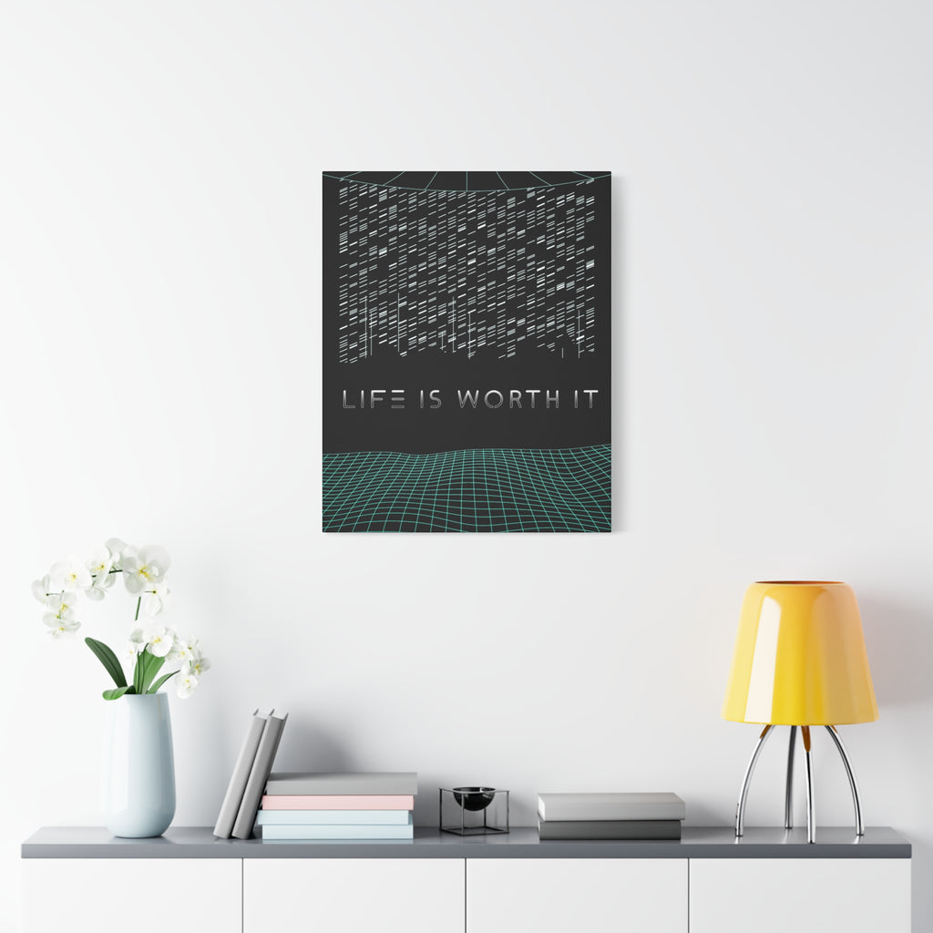Life Is Worth It Canvas Wall Art - Abstract Symbolic Cyber Decor