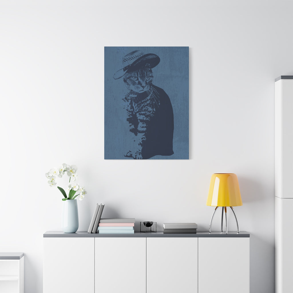 Grey Tabby Cat Canvas Wall Art - Cute Pet Portrait Decor