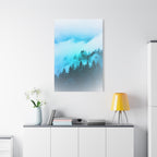 Blue Mountain Fog Canvas Wall Art - Misty Forest Nature Decor