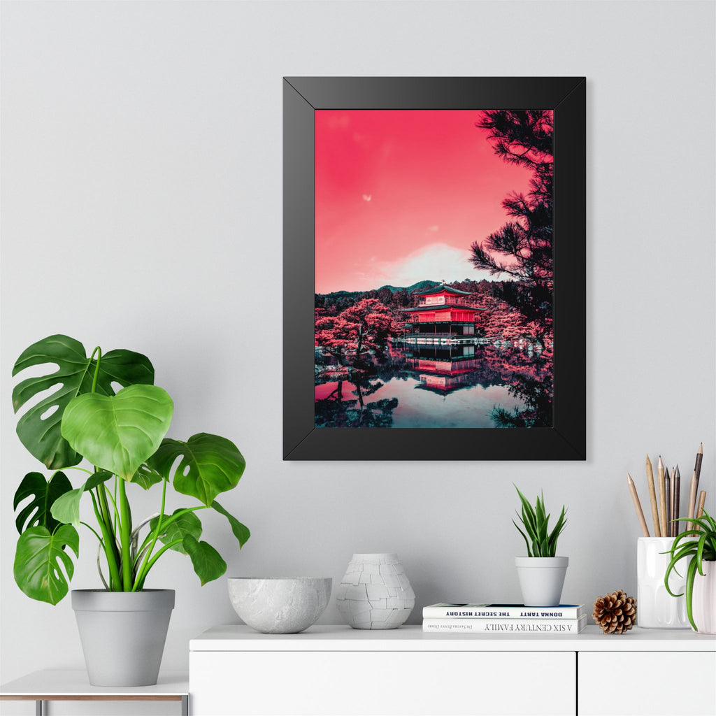 Red Forest Framed Poster - Enchanting Landscape Wall Art