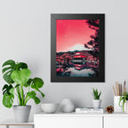Red Forest Framed Poster - Enchanting Landscape Wall Art
