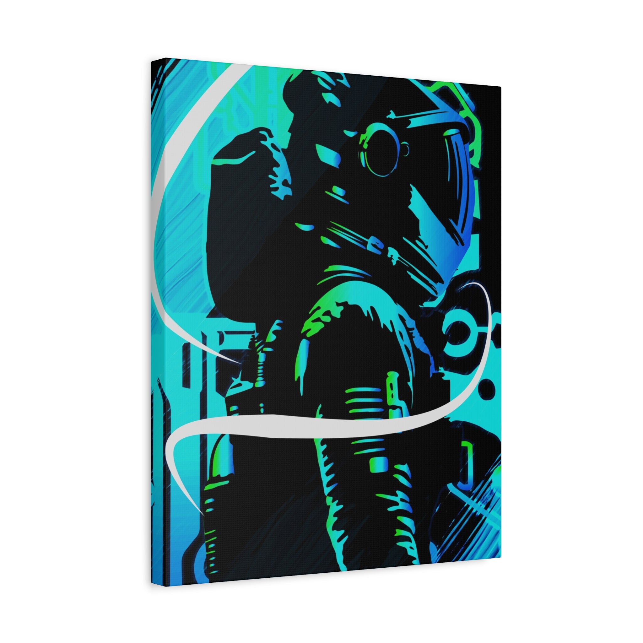 Grunge Paint Blast Canvas Wall Art - Abstract Graffiti Astronaut Decor