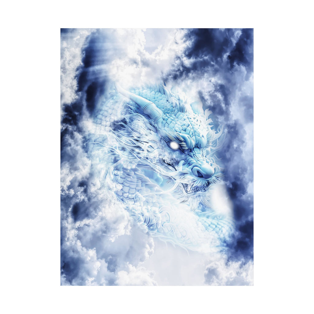 Blue Sky Dragon Poster - Celestial Cloud Dragon Art Print