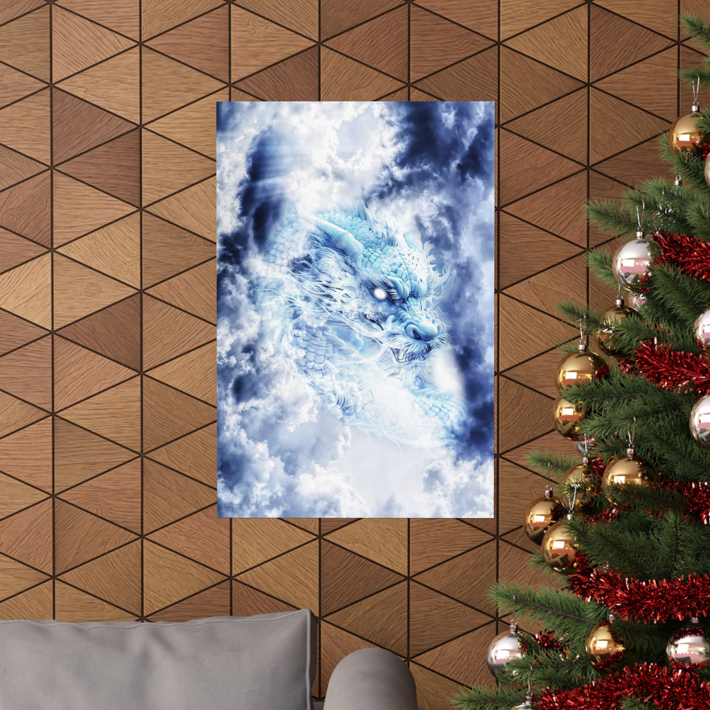 Blue Sky Dragon Poster - Celestial Cloud Dragon Art Print