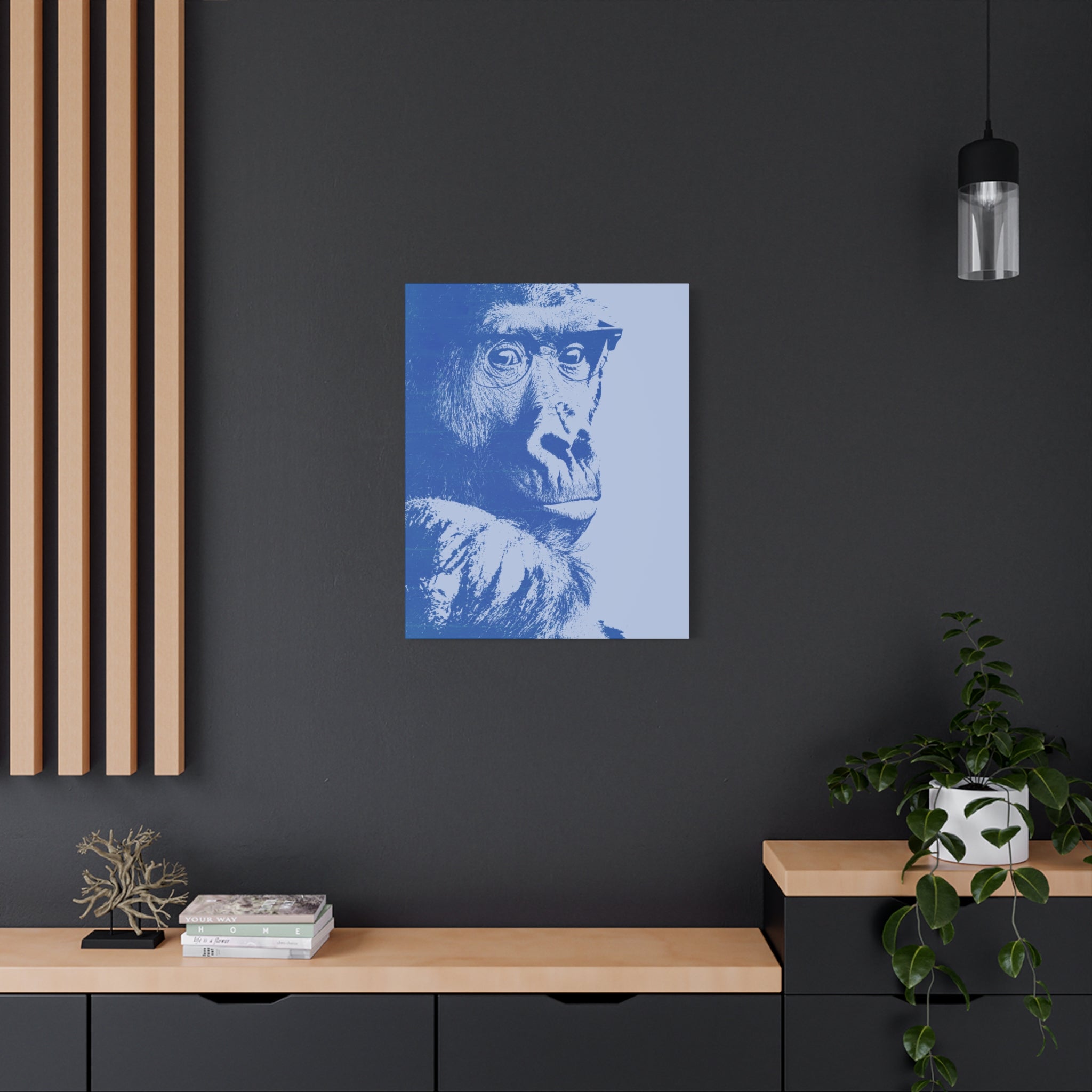 Educated Gorilla Canvas Wall Art - Abstract Modern Primate Decor