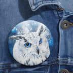 Frost Owl Pin - Winter Forest Bird Art Button