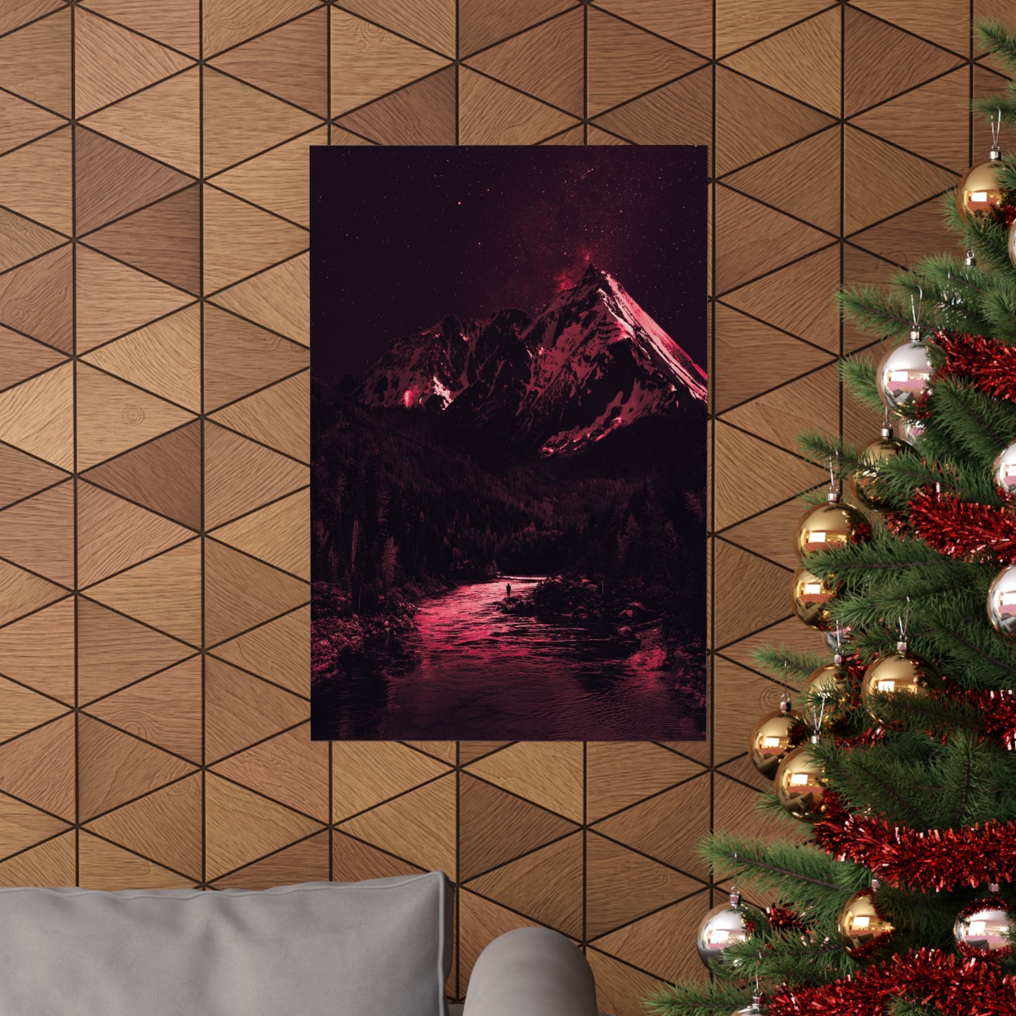 Red Mountain Lake Poster - Dramatic Landscape Art Print