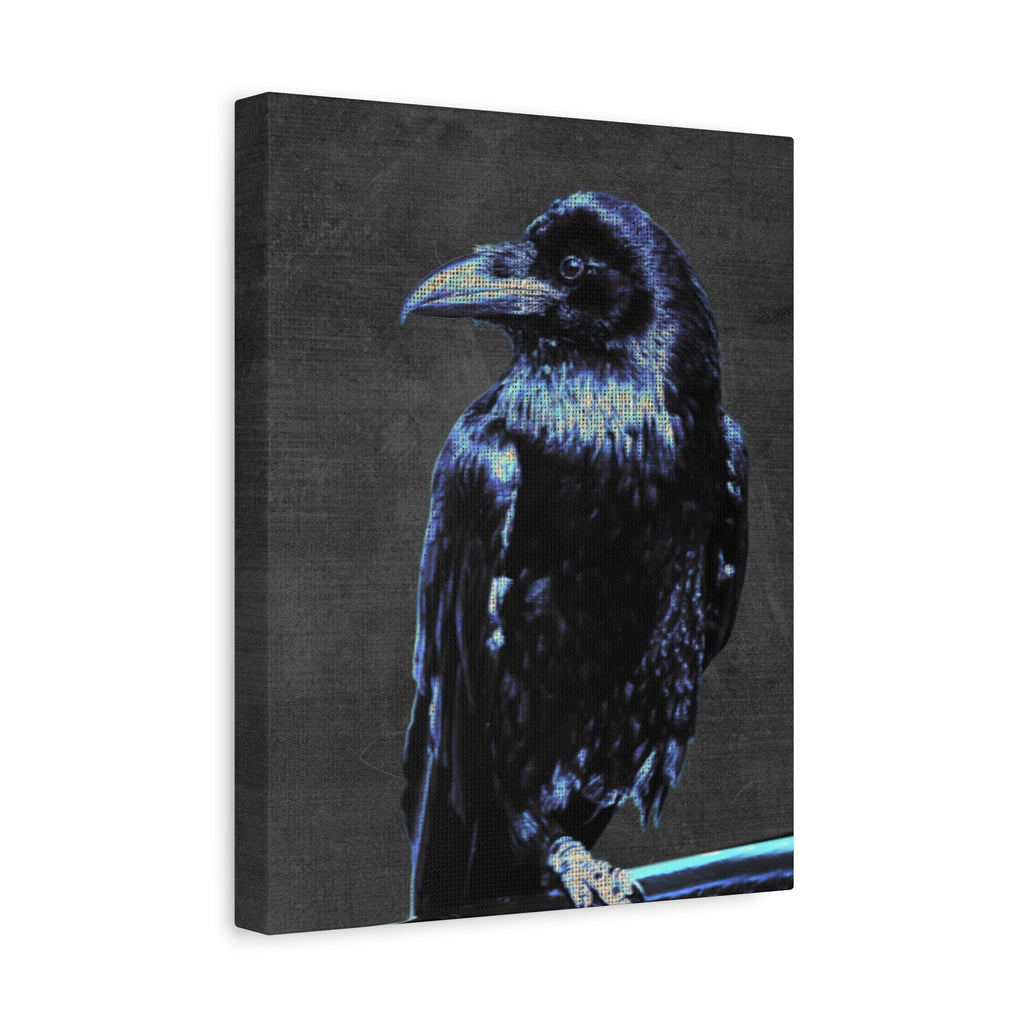 Blue Crow Canvas Wall Art - Surreal Raven Bird Decor