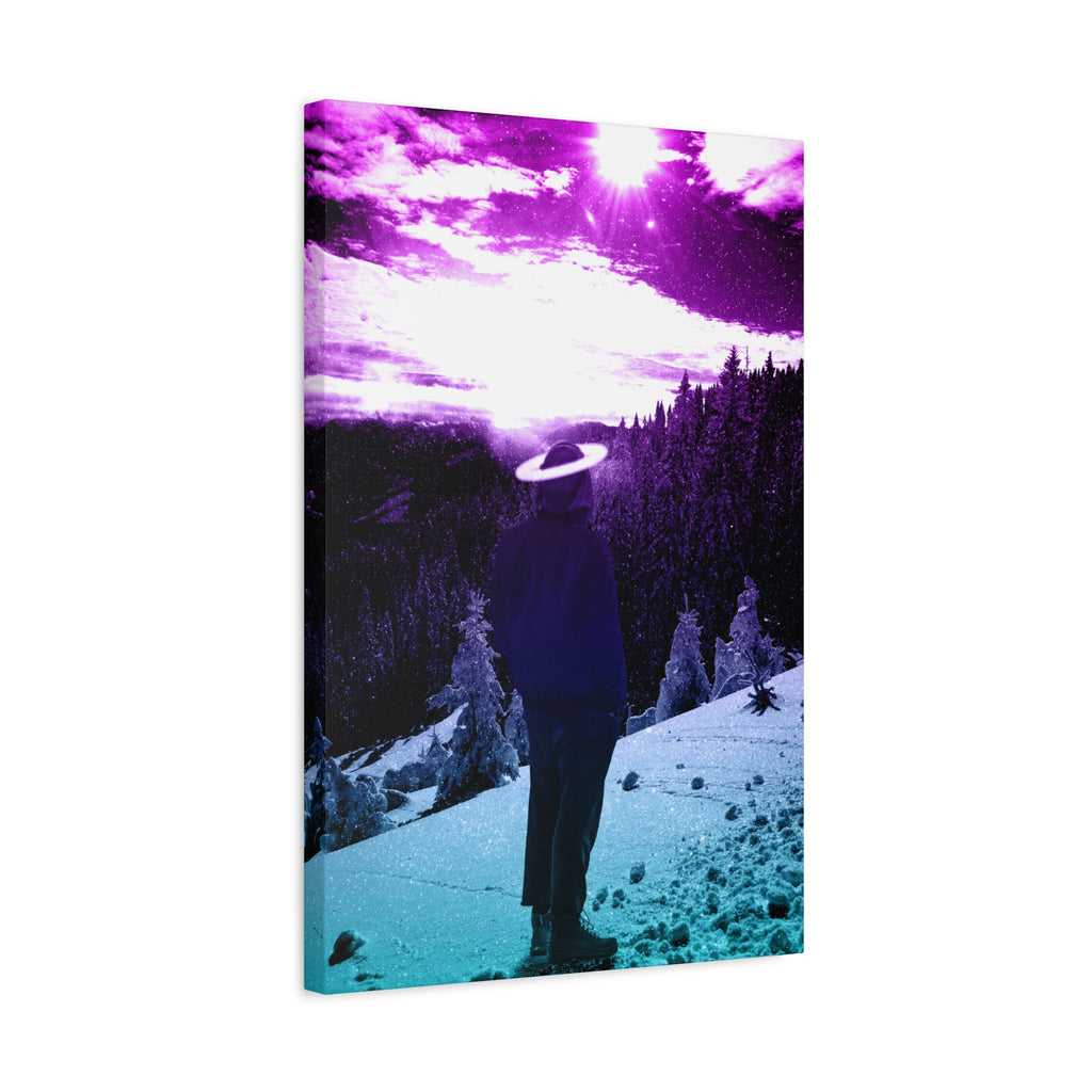 Winter Aurora Light Snowy Forest Canvas Art | Northern Lights Arctic Landscape Wall Decor
