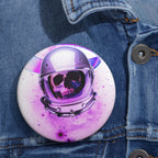 Astronaut Skeleton Skull Pin - Dark Space Art Button
