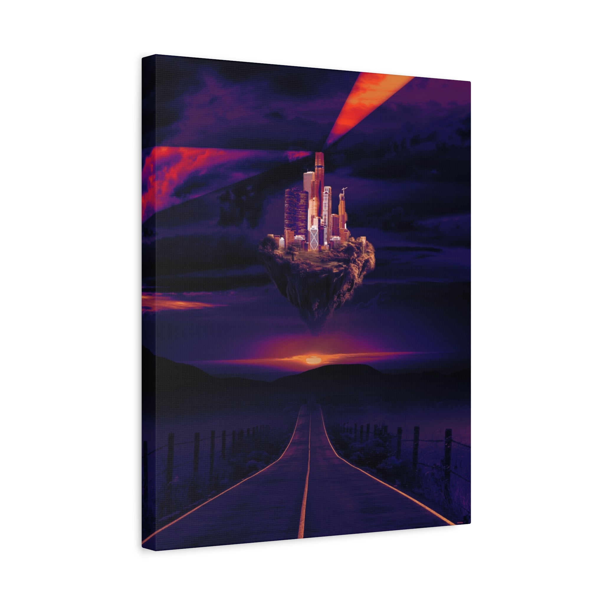 Abandoned City Canvas Wall Art - Sci-Fi Desert Ruins Decor