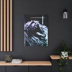CRT Lion Retro Wave Canvas Art - 80s Vaporwave Neon Decor