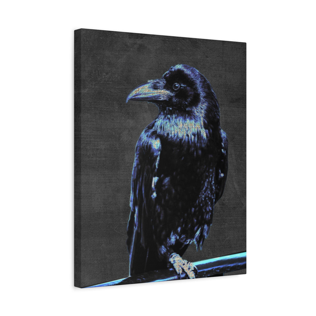 Blue Crow Canvas Wall Art - Surreal Raven Bird Decor