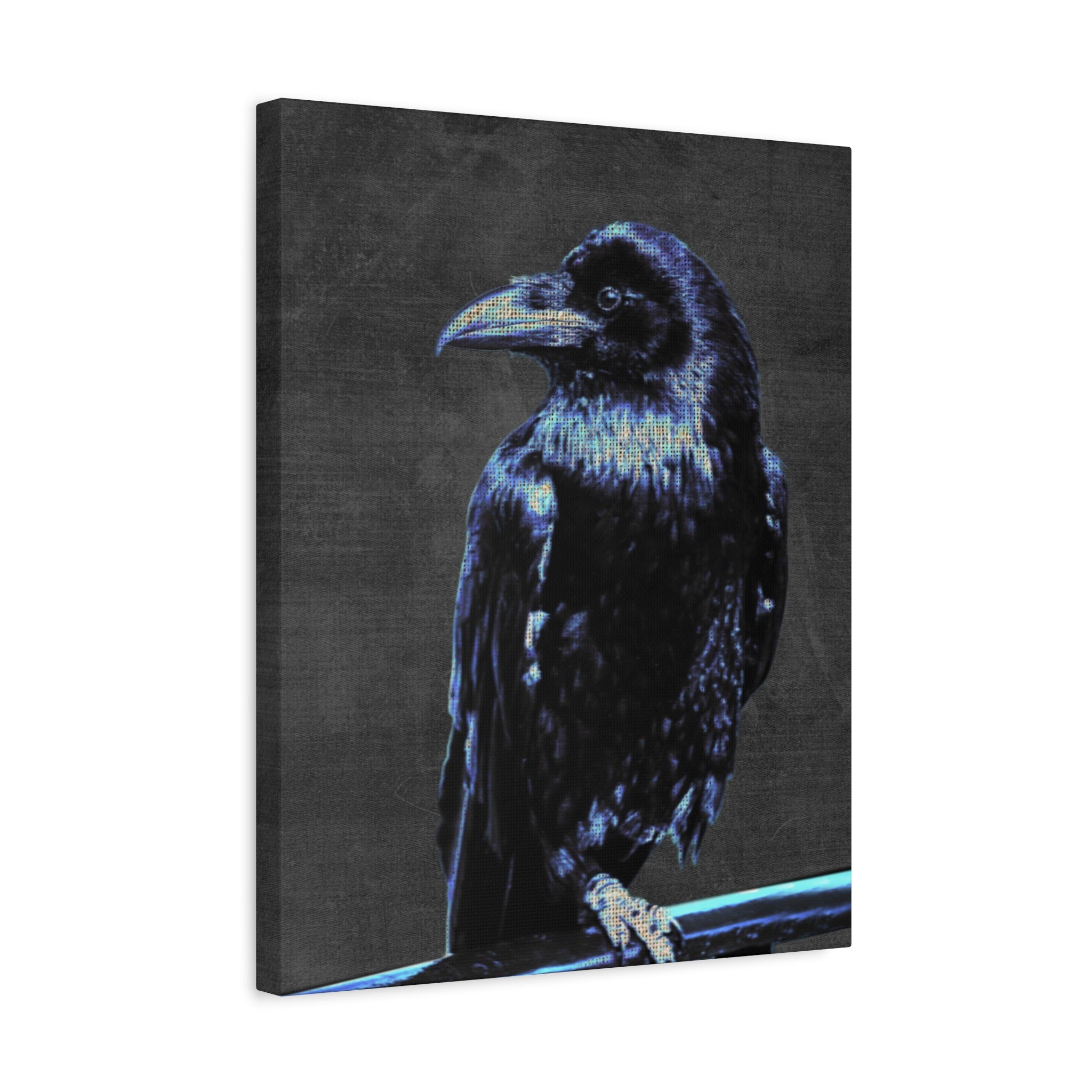 Blue Crow Canvas Wall Art - Surreal Raven Bird Decor