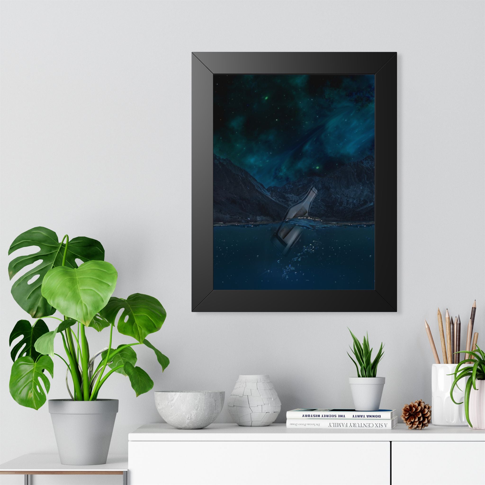 Message in a Bottle Framed Poster - Mystical Ocean Wall Art