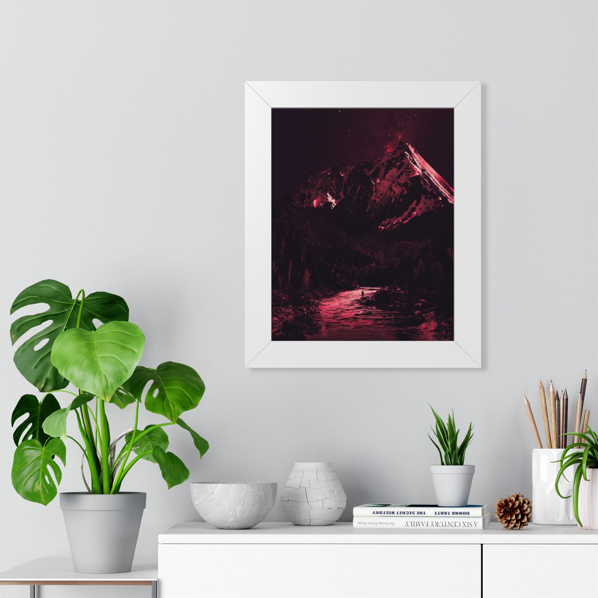 Red Mountain Lake Framed Poster - Nature Landscape Wall Art