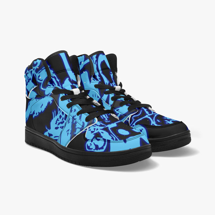 Doodles of a Lost Mind High-Top Sneakers - Blue Sketch Art by Kiyo Arts