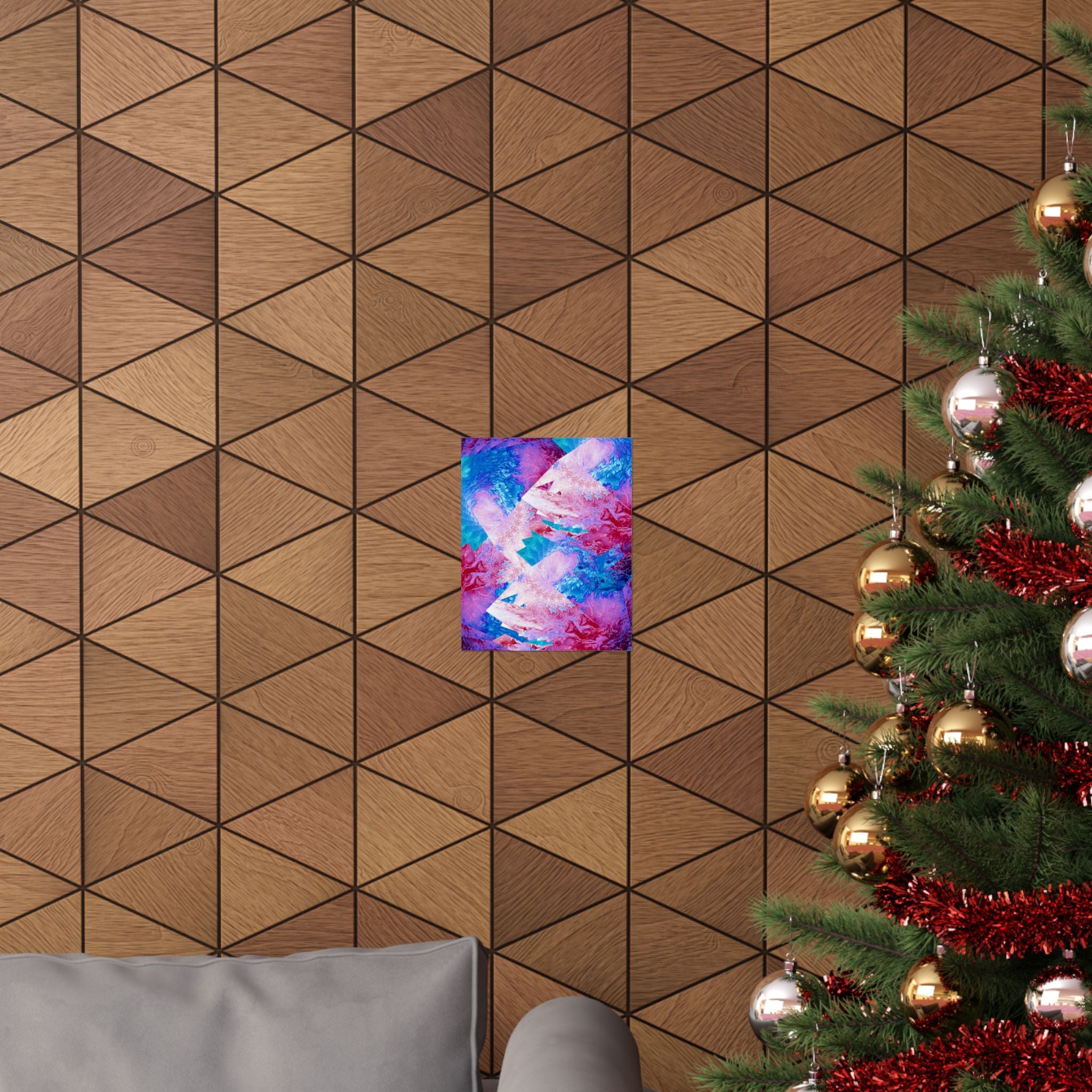 Trippy pink and blue Fractal Matte Poster Print