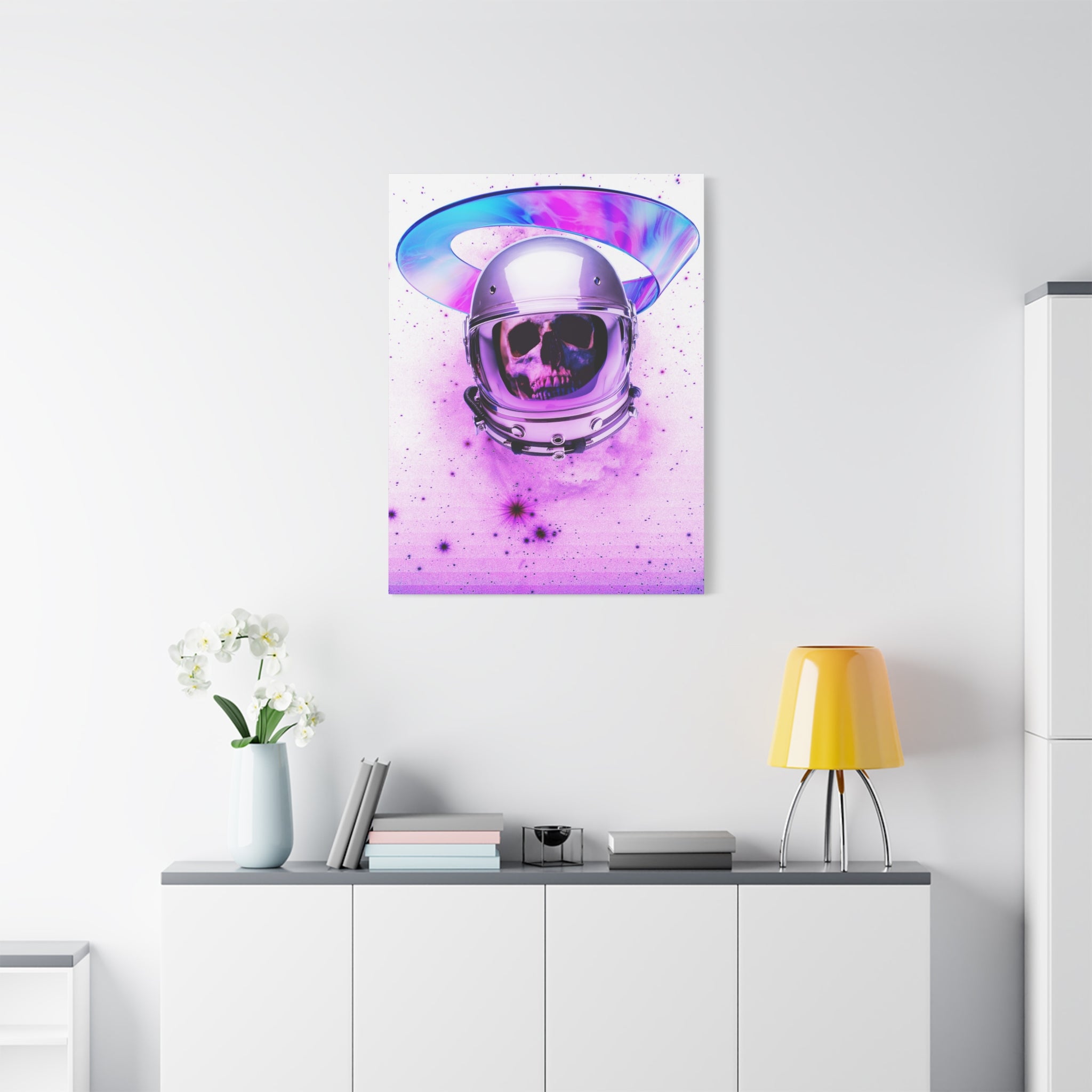 Astronaut Skeleton Skull Canvas Wall Art - Dark Space Skull Decor