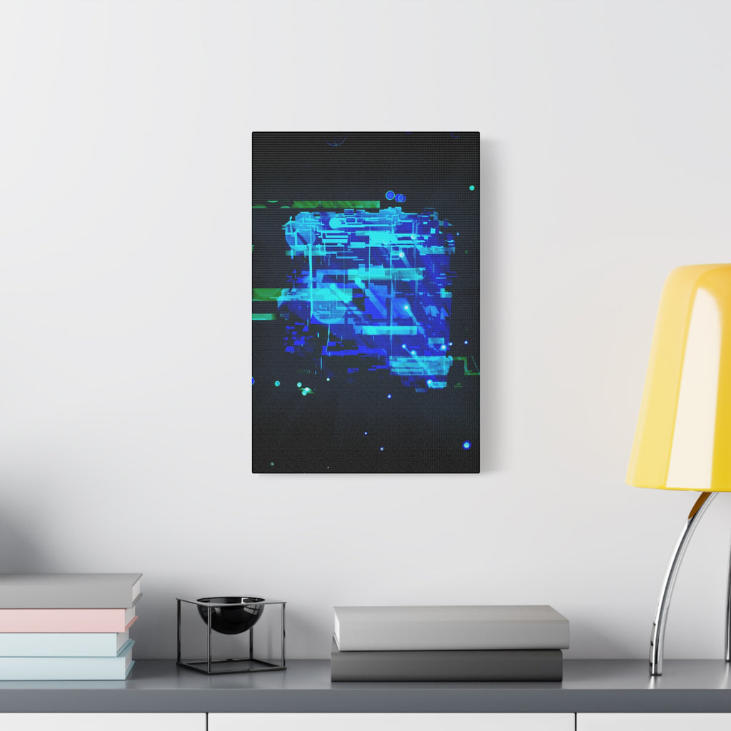 The Data Cube Sci-Fi Cyberpunk Canvas Art | Abstract Tech Futuristic Digital Wall Decor