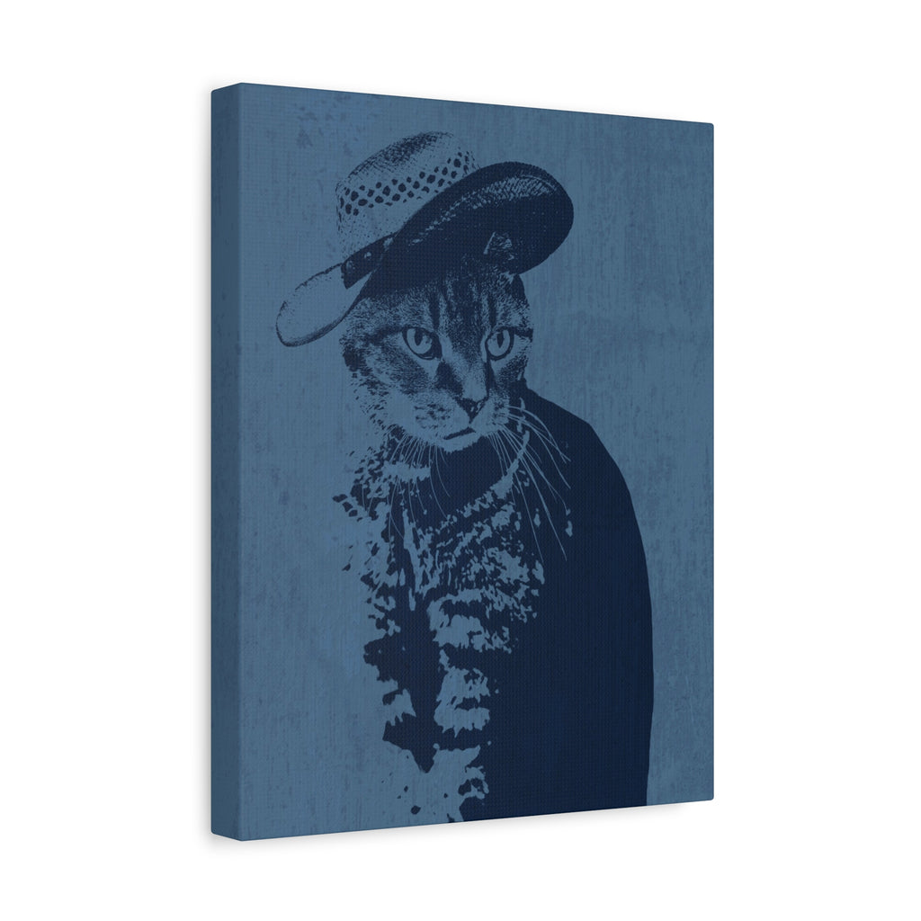 Grey Tabby Cat Canvas Wall Art - Cute Pet Portrait Decor