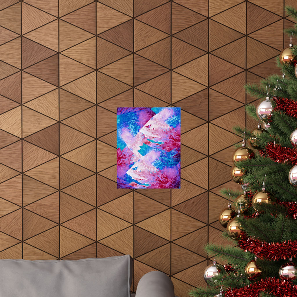 Trippy pink and blue Fractal Matte Poster Print