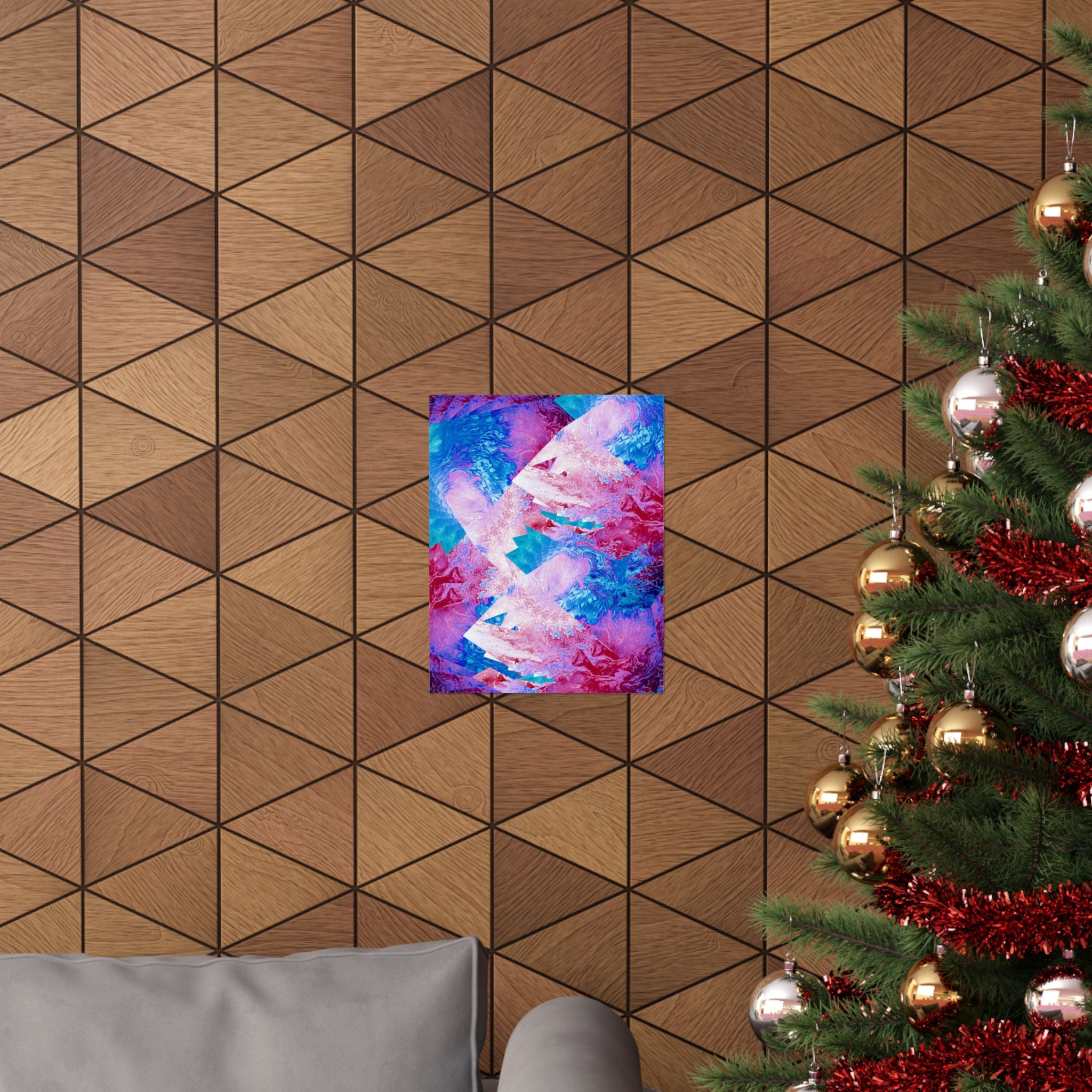 Trippy pink and blue Fractal Matte Poster Print