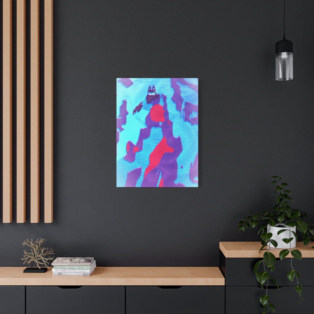 Retro Ice Cave Canvas Wall Art - Cool-Toned Glitch Winter Decor